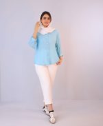 شومیز  | شومیز سارینا کد 1082 – آبی روشن - Image 2