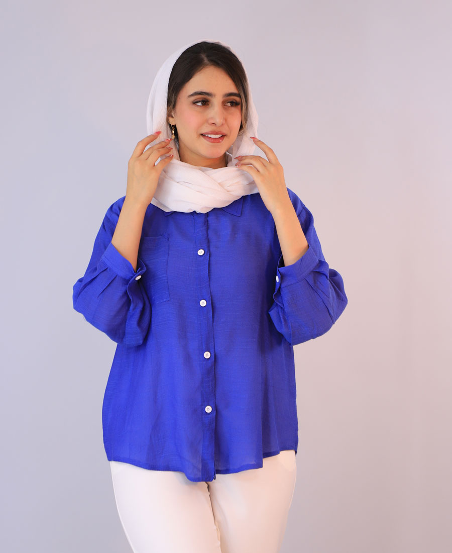 شومیز مدل شومیز سارینا کد 1082 – آبی کاربنی شومیز | شومیز سارینا کد 1082 – آبی کاربنی - Image 1