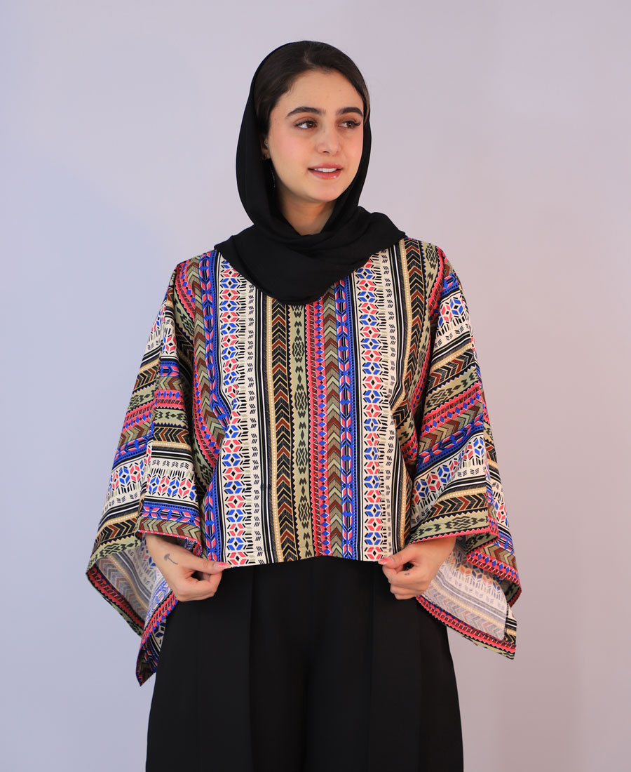 شومیز پانچو طرح دار کد 1057 – کد2 شومیز | مدل پانچو طرح دار کد 1057 – کد2 - Image 1