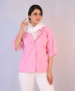 کت | مدل کت لینن کد 10101 – صورتی پر رنگ - Image 2