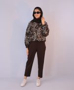 مانتو | مدل بامبر پلنگی کد 10126– قهوه ای تیره - Image 2