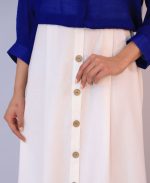 دامن | مدل دامن لینن دکمه چوبی کد 10121 – سفید - Image 2