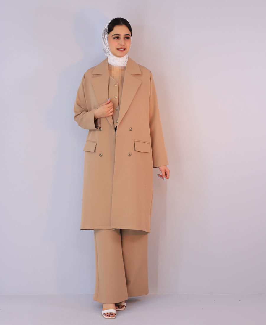 ست مدل سه تیکه میشل کد 1064 – نسکافه ای ست | مدل سه تیکه میشل کد 1064 – نسکافه ای - Image 1