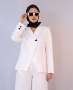 ست | مدل کت و شلوار ملانیا کد 10123– سفید - Image 2