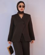 ست | مدل کت و شلوار ملانیا کد 10123– قهوه ای - Image 2