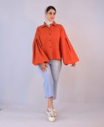 شومیز | مدل شومیز آوا کد 1087 – نارنجی - Image 2