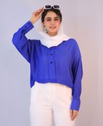 شومیز | مدل شومیز آپامه کد 1096 – آبی کاربنی - Image 2