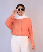 شومیز | مدل شومیز آپامه کد 1096 – نارنجی - Image 2
