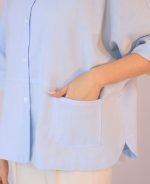 شومیز | باکسی نفیس کد 10113 – آبی - Image 3