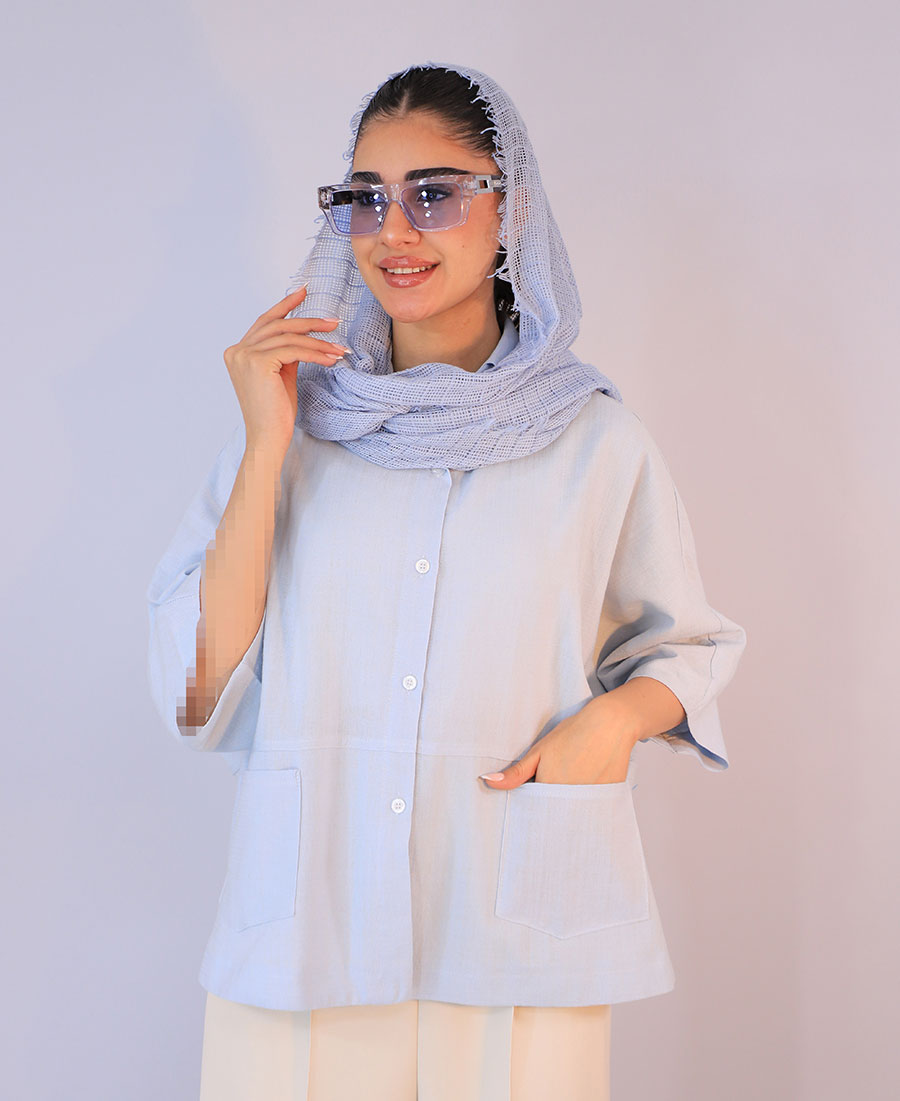 شومیز باکسی نفیس کد 10113 – آبی شومیز | باکسی نفیس کد 10113 – آبی - Image 1