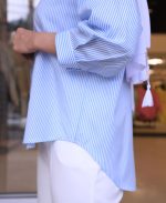 شومیز | راه راه کد 1062– آبی روشن - Image 3