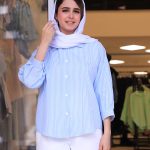 شومیز | راه راه کد 1062– آبی روشن