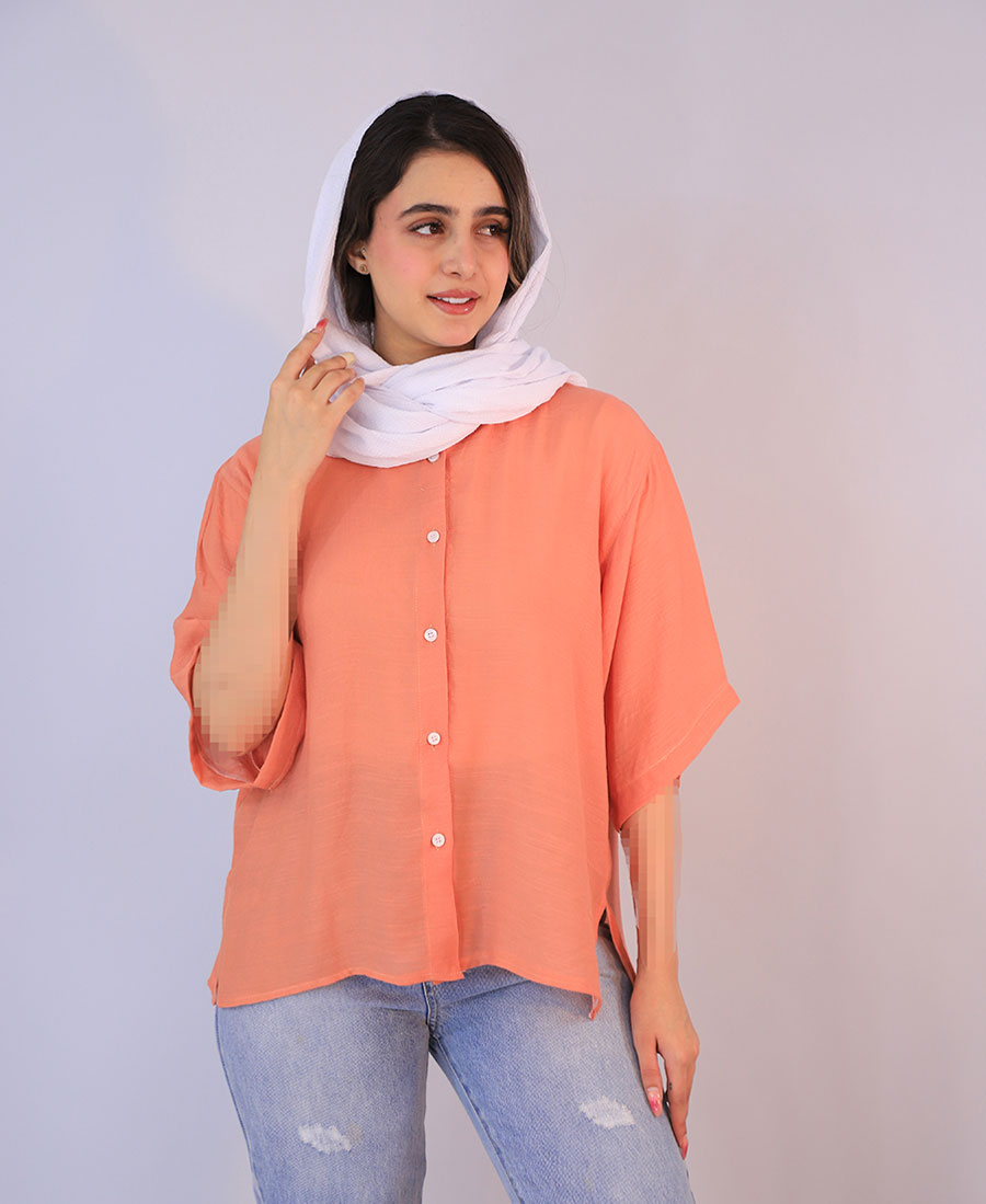 شومیز سان کد 1085 – نارنجی (3) شومیز | سان کد 1085 – نارنجی - Image 1