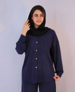 شومیز | سیلک کد 1093 – سرمه ای - Image 2