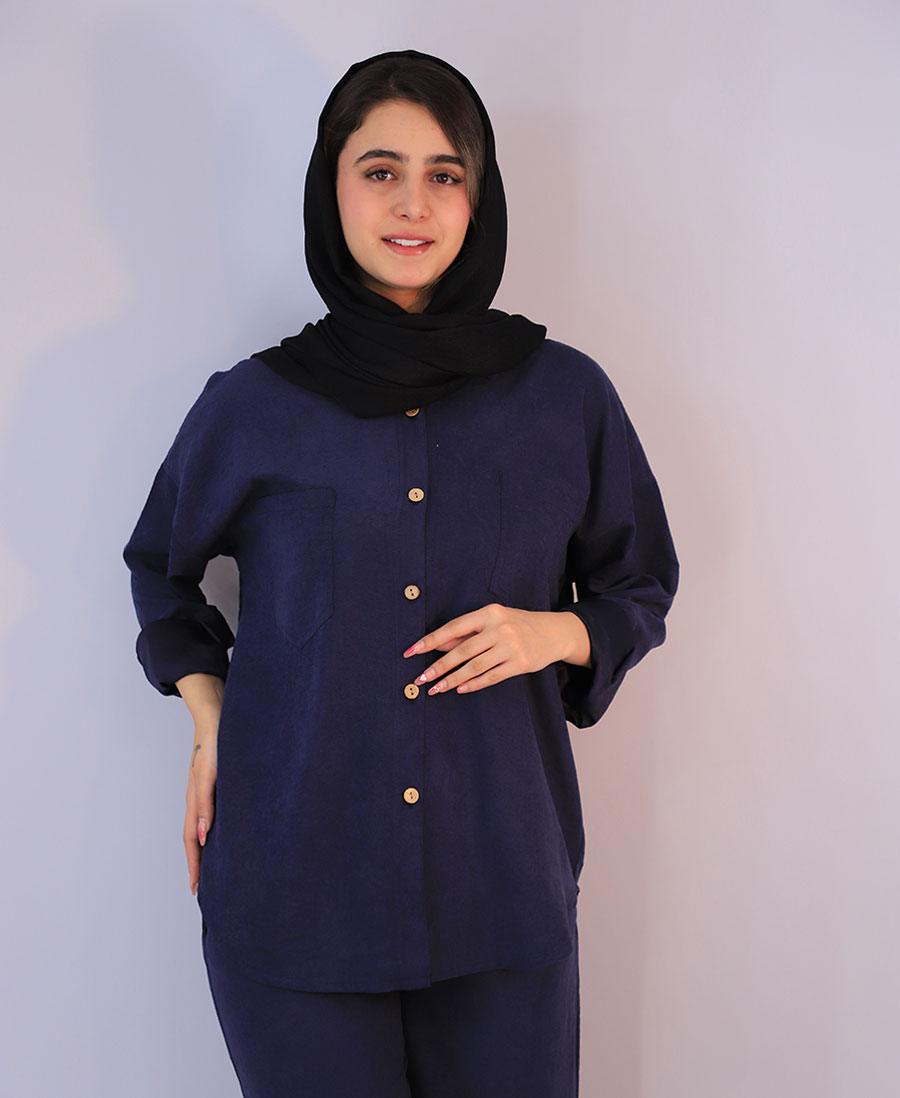 شومیز سیلک کد 1093 – سرمه ای (3) شومیز | سیلک کد 1093 – سرمه ای - Image 1