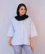 شومیز | مدل شومیز باکسی ژاکلین کد 10130 – آبی