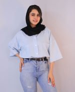 شومیز | مدل شومیز باکسی ژاکلین کد 10130 – آبی - Image 2