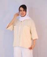 شومیز | مدل شومیز باکسی ژاکلین کد 10130 – کرم