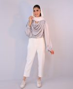 شومیز | مدل شومیز مزونی یقه دراپه کد 1080- طوسی - Image 2