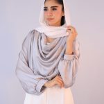 شومیز | مدل شومیز مزونی یقه دراپه کد 1080- طوسی