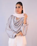 شومیز | مدل شومیز مزونی یقه دراپه کد 1080- طوسی