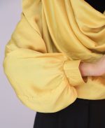 شومیز | مدل شومیز مزونی یقه دراپه کد 1080- لیمویی - Image 3