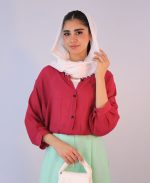 شومیز | مدل شومیز وال بالنی کد 10122 – سرخابی - Image 2
