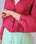 شومیز | مدل شومیز وال بالنی کد 10122 – سرخابی - Image 3