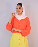 شومیز | مدل شومیز وال بالنی کد 10122 – نارنجی - Image 2