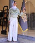 شومیز | مزونی یقه دراپه کد 1080- سبز - Image 2