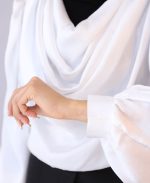 شومیز | مزونی یقه دراپه کد 1080- سفید - Image 3