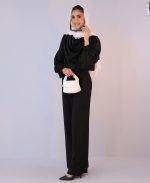 شومیز | مزونی یقه دراپه کد 1080- مشکی - Image 2
