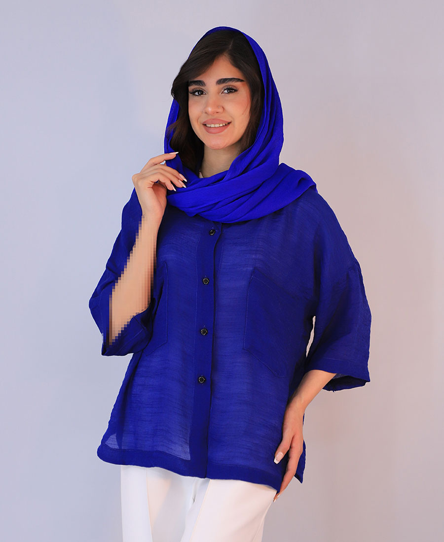 شومیز وال باکسی کد 1086 – آبی شومیز | وال باکسی کد 1086 – آبی - Image 1