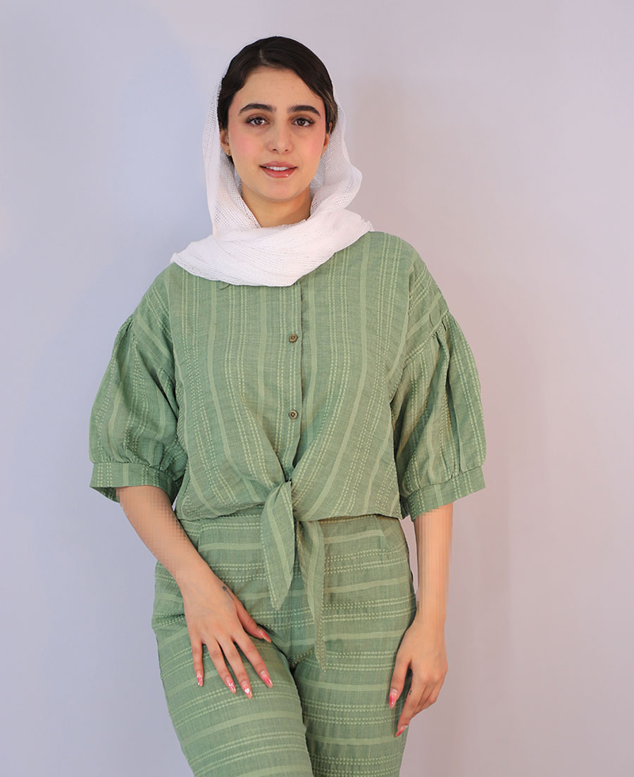 شومیز کوک دوزی کد 1095 – سبز شومیز | مدل شومیز کوک دوزی کد 1095 – سبز - Image 1