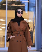 مانتو | مدل اورکت دنیز کد 10139 – قهوه ای - Image 2