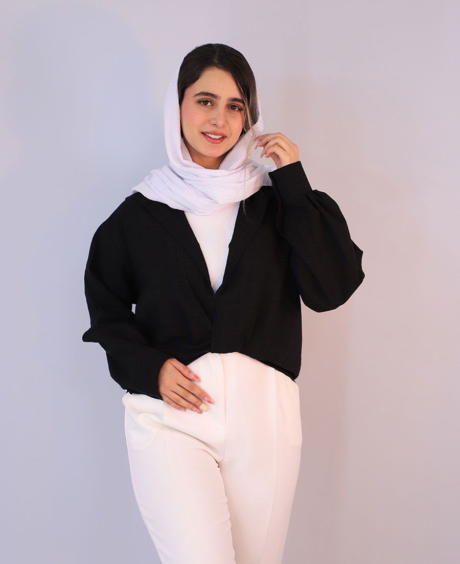 مانتو مدل شومیز دوتیکه رزا کد 10142– مشکی مانتو | مدل شومیز دوتیکه رزا کد 10142– مشکی - Image 1