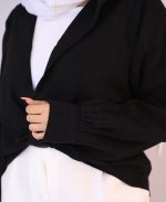 مانتو | مدل شومیز دوتیکه رزا کد 10142– مشکی - Image 3