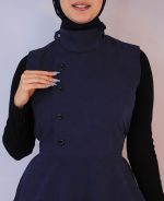 مانتو | مدل ماکسی بشری کد 10120 - سرمه ای - Image 3