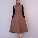 مانتو | مدل ماکسی بشری کد 10120 - قهوه ای