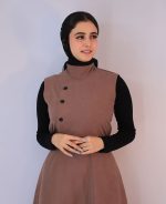 مانتو | مدل ماکسی بشری کد 10120 - قهوه ای - Image 2