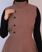 مانتو | مدل ماکسی بشری کد 10120 - قهوه ای - Image 3