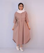 مانتو | مدل ماکسی لینن کد 10129 - خاکی