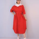 مانتو | مدل ماکسی لینن کد 10129 - قرمز