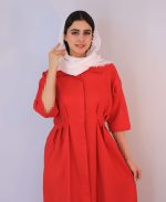 مانتو | مدل ماکسی لینن کد 10129 - قرمز - Image 2