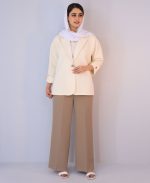 کت | لینن دکمه چوبی کد 10106 – کرم - Image 3