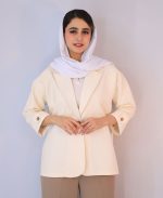 کت | لینن دکمه چوبی کد 10106 – کرم - Image 2