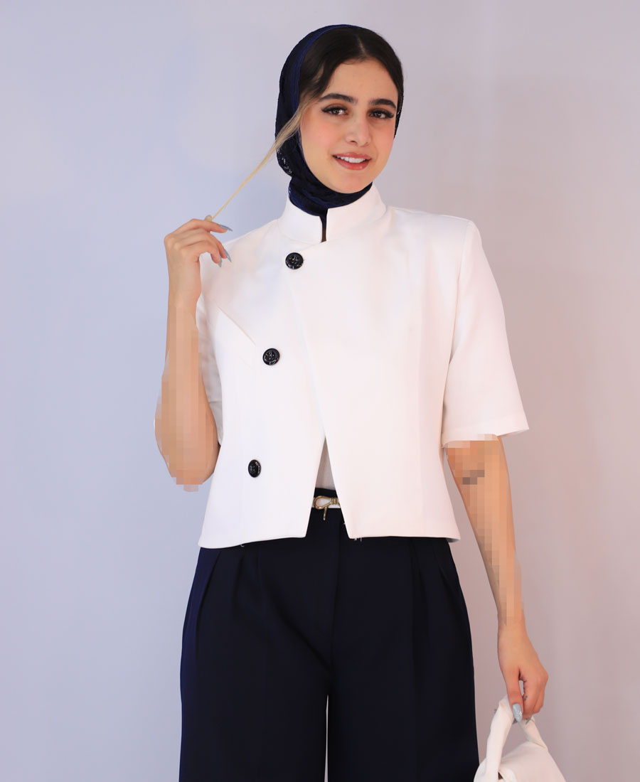 کت مدل کت بلیزر گابرینا کد 10117- سفید (2) کت| مدل کت بلیزر گابرینا کد 10117- سفید - Image 1