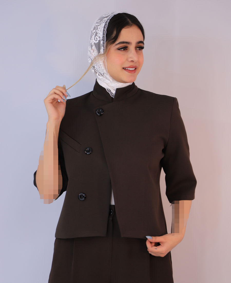 کت مدل کت بلیزر گابرینا کد 10117- قهوه ای (2) کت| مدل کت بلیزر گابرینا کد 10117- قهوه ای - Image 1