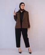کت | مدل کت مایسا کرپ کد 10128 - قهوه ای - Image 2