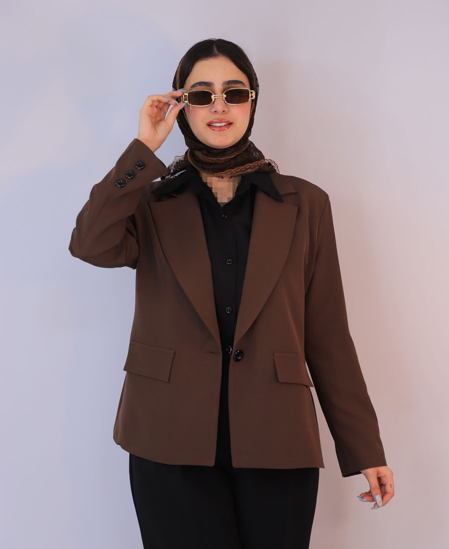 کت مدل کت مایسا کرپ کد 10128 - قهوه ای (2) کت | مدل کت مایسا کرپ کد 10128 - قهوه ای - Image 1